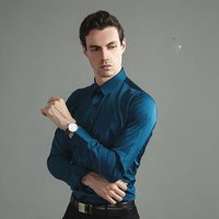 Clothing Four Sided Elastic Long Sleeved Shirt Mercerized Vertical Sense Shirt