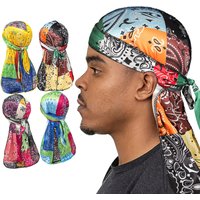 Long Tail Pirate Hat Hot Selling Printed Hair Care Bun Hat Durag Durag