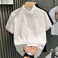 High End Design Slim Fit Jacquard Polo Shirt Fashionable Luxurious Summer Lightweight T Shirt White