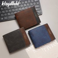 Short Fashion Wallet Multiple Card Slots Zipper Coin Pocket Stylish Patchwork Design Stock