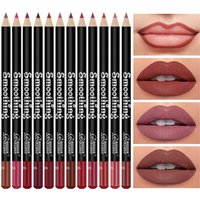 Hot selling 12 color lip liner set wooden sharpenable waterproof non smudge matte nude lipstick lip pencil