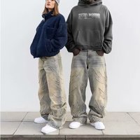 Vintage Bat Embroidery Loose Fit Jeans Y2K Streetwear Casual Denim Pants