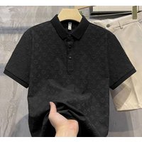 Versatile Jacquard Polo Shirt Short Sleeve T Shirt Ultra Thin Summer Fashionable Handsome Solid Trendy Casual Top