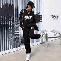 Retro Street Style Sweatpants Set – Loose Fit Printed Tracksuit 