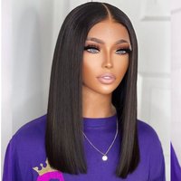 16"Double Drawn Bone Straight Human Hair Wigs 4*4Closure Bob Wig Glueless Wig