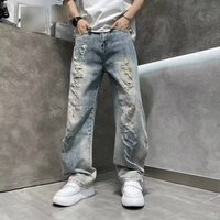 Minimalist Japanese Denim Jeans Washed Straight Fit Casual Pants &