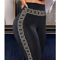 Women's Clothing Eyelet Strap Tight Trousers