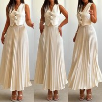 Clothing Summer Sleeveless Vest Heavy Half Length Pleated Long Sleeved High End Two Piece Suit