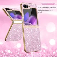 Luxury Plating Bling Glitter Phone Case For Samsung Galaxy Z Flip 5 4 Flip5 Flip4 5G Hard Plastic Shockproof Protective Cover