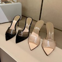 European American 2025 Spring Transparent Strap High Heel Sandals Thin Heel Pointed Open Toe Sexy