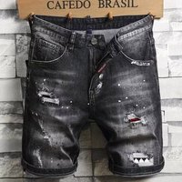 Denim 2024 Summer Shorts Slim Fit Small Feet Personality Holes Euro n High Street Shorts