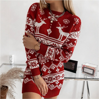 Clothing autumn Korean style fashion elk Christmas casual sweater dress
