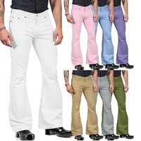 Retro inspired Flared Pants Vintage Bell Bottom Wide Leg Jeans Solid Stretchy Slim Fit Mid rise Fashionable
