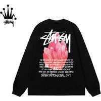 STUSSY Crystal Mineral Pattern Printed Casual Fashionable Long Sleeved Sweatshirt Made Pure Cotton Fabric Both