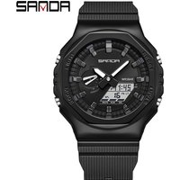 Men's Sporty Digital Analog Watch With LED Backlight, 5 Alarms, Stopwatch, 50m Waterproof, World Time For Teens And Adults Luminous Electronic Watch