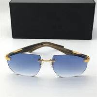 New popular men designer sunglasses The Artist II metal polygon rimless frame glasses fashion vintage style Top quality
