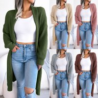 Women's clothing autumn and winter casual all-match lapel long cardigan sweater jacket popular women's clothing