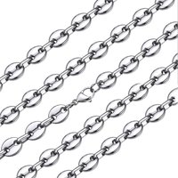 1Pcs Stainless Steel Coffee Beans 5MM For Men Women Rope Link Chain Necklaces Fashion Hip Hop Jewelry