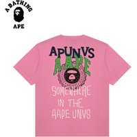 A BATHING APE BAPE-Back Multi Letter Printed Short Sleeved T-shirt Made Of Pure Cotton Fabric
