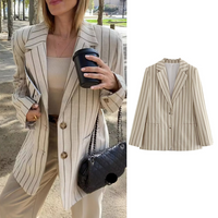 Clothing street fashion loose striped casual suit jacket