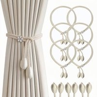 2 Pcs Cotton Cord Curtain Tiebacks Tulip Pistil Design Noble Elegant Total Length Approx. 19.7 Inches Retractable Snap Clip