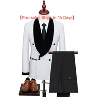 【Pre sale Ships 15 Days】2pcs Business Suit Wedding Host Formal Dress Code Acetate Material Spring Autumn Winter Regular Board