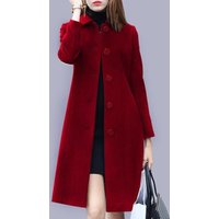 Elegant Long Wool Coat Plus Trench Coat Slim Fit Oversized Lapel Thick Warm Fabric