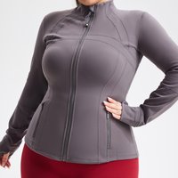 Women's Clothing fleece outdoor training fitness running leisure elastic slim fit stand collar zipper sports jacket