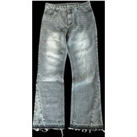 Vintage Washed Distressed Jeans – & Grey Patchwork Straight Leg 