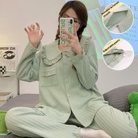 2024 clothing for spring and summer,  new style with lapel jacquard 6535 combed cotton frame, maternity sleepw, home