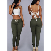 Clothing Pencil Pants Pocket Drawstring Casual Pants Belt