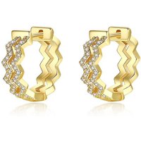 Women's Jewelry Wave Ear Cuff Double Row Zircon Rhinestone Creative Ripple Design Geometric Fashion Earrings