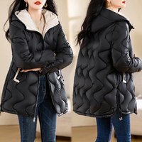 Women's Mid-Length Diamond Patterned Collarless Lightweight down Jacket Winter Design Small Fragrance Style Short Cotton Jacket