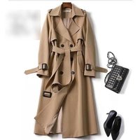Oversized Trench Coat Knee Length British Style Coat Polo Collar