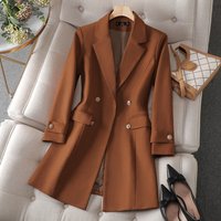 Women's Clothing Stylish Blazer Jacket For Autumn Winter - Slim Fit Office Wear, Casual Trench Coat, Versatile & Elegant (Black, Coffee, Khaki)