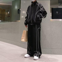 Men's Clothing men's spring and autumn trend loose large size trendy brand jacket Korean style solid color all match casual pants two piece suit