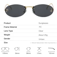 Fashion Fashio Diamod ecrusted Suglasses Cady Oval Frame Wome Me Uisex Rimless Su Glasses Sushade UV400