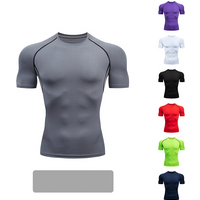 Men's Clothing Spot Fitness Tight Abdominal Sports Body Shaping Breathable Quick Drying Training Tops T Shirt Colorful Short Sleeves
