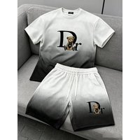 Women's Clothing DR Bear Friendly 3D Digital Print Short Sleeved Shorts Set, Round Neck, Loose Fit, Casual, Trendy New Style For Young People.