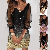 Women's Sequins Perspective Mesh Women's Dress