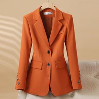 Elegant Professional Blazer Slim Fit Office Suit Jacket Autumn Winter Wrinkle Free Polyester Stretch