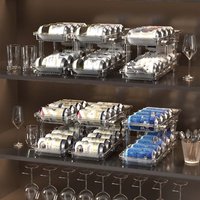 Refrigerator Beverage Organizer - Multi-Layer Slanted Fridge Door Storage Bin For Drinks (Auto-Adjusting, Space-Saving Kitchen Accessory)โโ