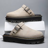 Summer Suede Flat Sandals European American Retro Plus Mules Closed Toe