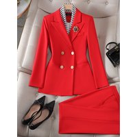 Clothing High grade double breasted suit professional suit female temperament goddess style art exam broadcast host formal work clothes