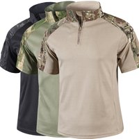 Summer Short Sleeve T Shirt Half Zip Stand Collar Quick Drying Breathable Training Tactical Top Cross Border Popular Outdoor