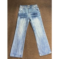 Straight Fit Jeans Lightning Pattern Washed Gradient American High Street Vibe Cleanfit Scimitar Bootcut Pants