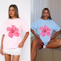 Clothing Casual Loose Printed Flower Short Sleeved T Shirt