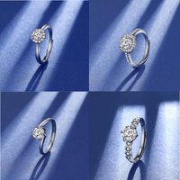 Stylish Simple Marriage Proposal Engagement Ring Mozzarella Diamond Ring One carat Six claw Open Ring.