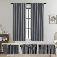 Blackout Curtains With Rod Pocket & Hidden Tab - Light Blocking Drapes For Home & Office Easy To Install