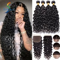 3bundles & 1closure 10A Human Hair Unprocessed Brazilian Human Hair